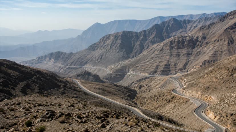 Mountain and resort landscape in Ras Al Khaimah.