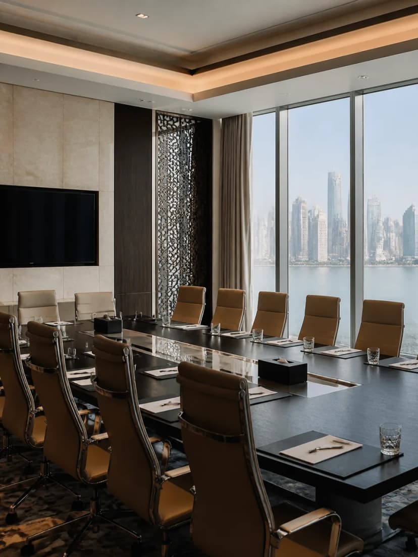 Contemporary corporate meeting room in Qatar arranged for a focused business session.