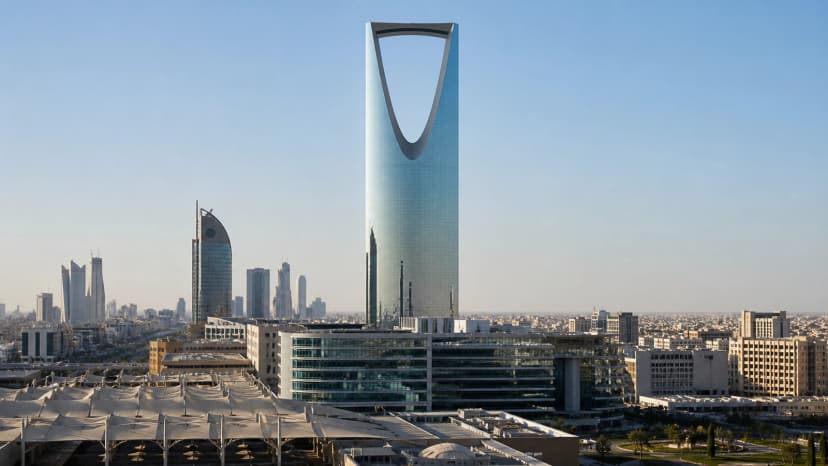 Riyadh skyline featuring the Kingdom Centre and the city’s modern business district.